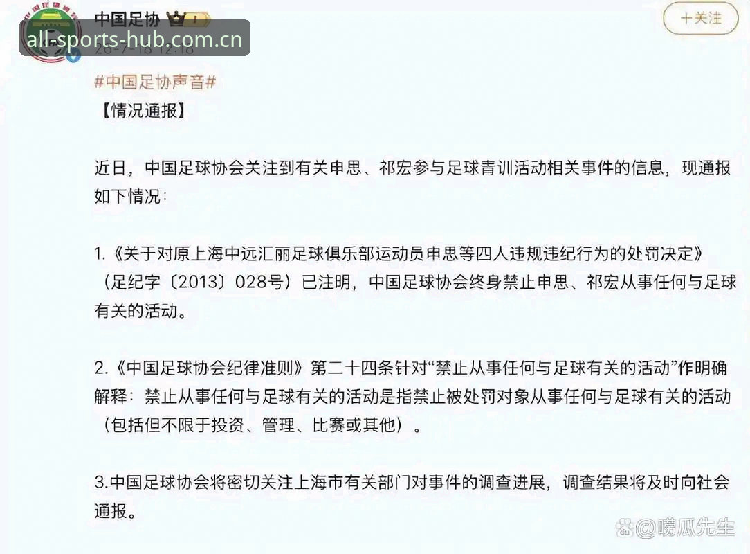 足协第三批禁足名单出炉：17人终身禁足，多位俱乐部高管落网